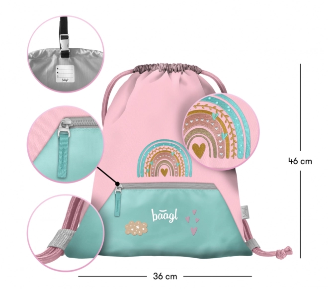 BAAGL 3 SET Zippy Duha růžový: aktovka, penál, sáček