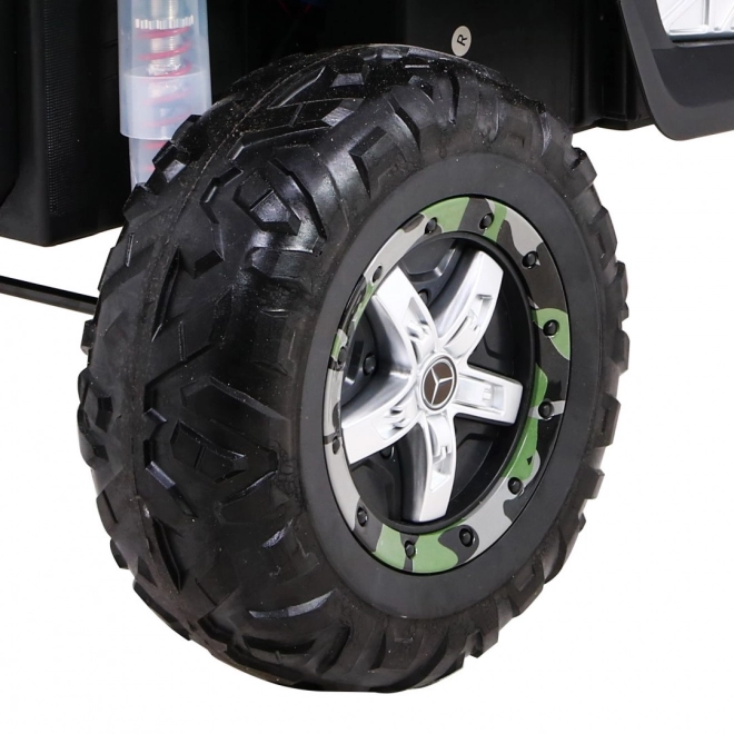 Mercedes Benz Unimog pro děti barva Moro + 4x4 + dálkové ovládání + nosič zavazadel + startování zdarma + rádio MP3 + LED dioda
