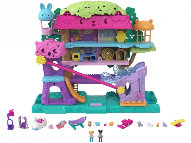 Polly Pocket Sada figurek Zvířecí dobrodružství Domeček na stromě