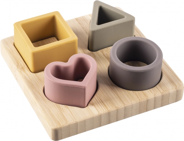 Silikonovo-dřevěné montessori puzzle pro děti, multicolor