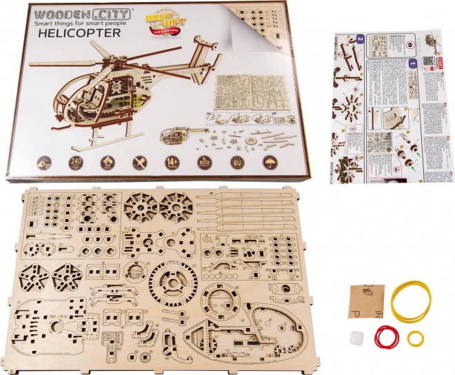 Dřevěné 3D puzzle vrtulník