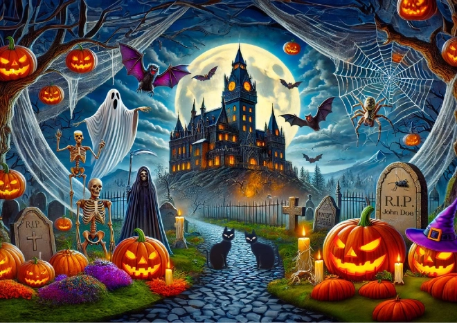 Dřevěné puzzle Halloweenský hrad