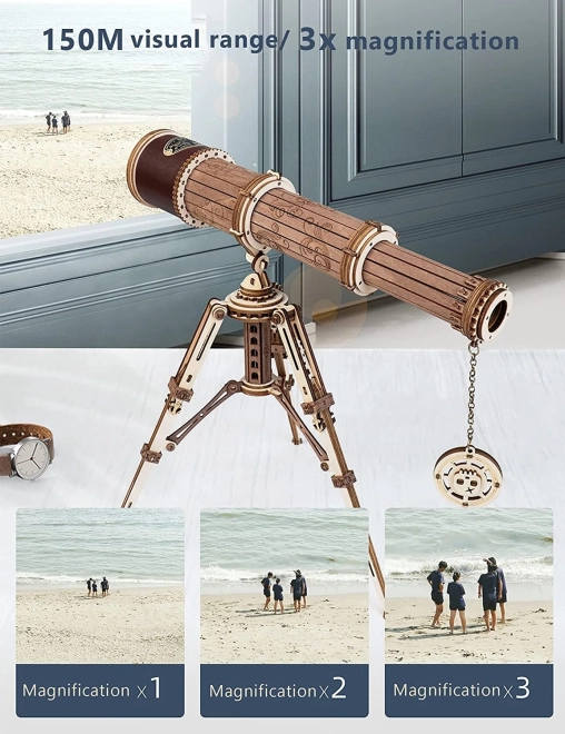 ROBOTIME Rokr Dřevěný Model Monokulárního Dalekohledu