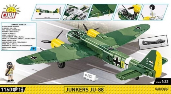 COBI 5733 II WW Junkers Ju-88, 1:32, 1160 k, 1 f