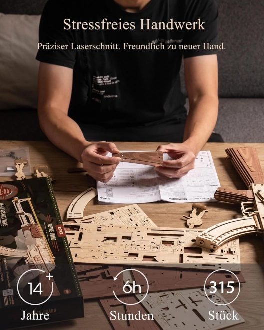 RoboTime 3D Dřevěné mechanické puzzle Útočná puška AK-47