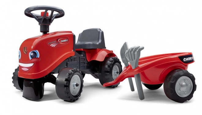Jezdící traktor Baby Case IH červený s přívěsem