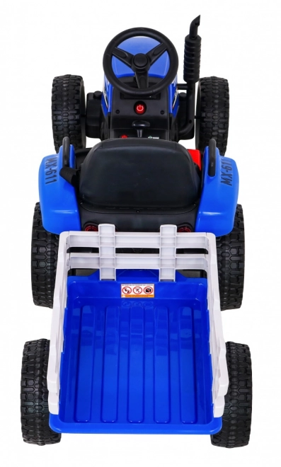 Dětský traktor s přívěsem modrý