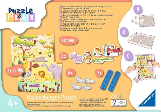 Puzzle & Play: Safari - RAVENSBURGER 2x24 dílků