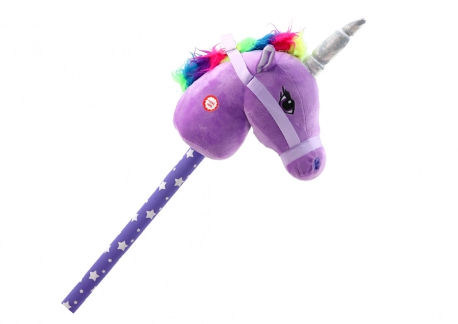 Plyšová hlava jednorožce na tyči Hobby Horse Unicorn Purple Sounds
