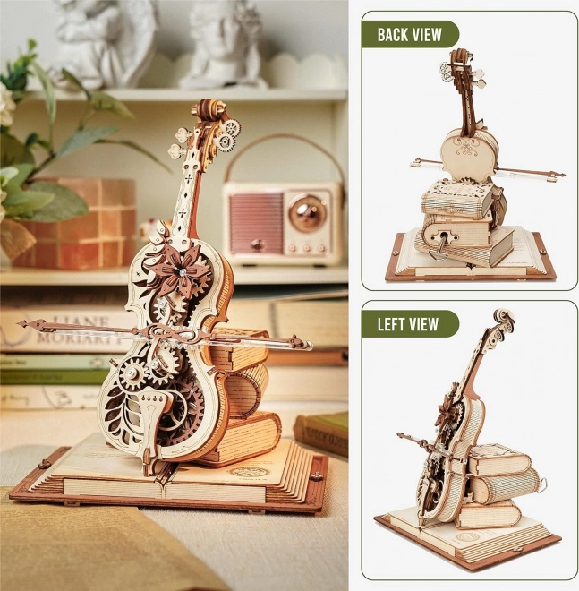 RoboTime dřevěné mechanické puzzle Kouzelné violoncello (elektrický pohon)
