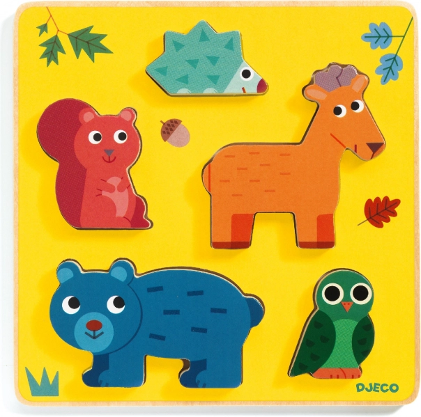 Dřevěné vkládací puzzle Jelínek a Kamarádi
