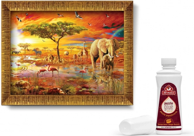 ART PUZZLE Puzzle s rámem a lepidlem 3v1 1000 dílků – Králové savany