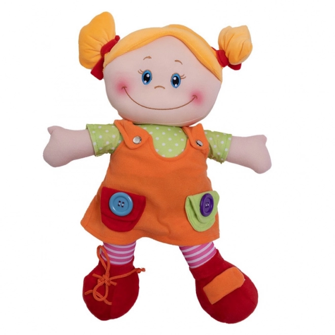 Hadrová panenka v oranžových šatech