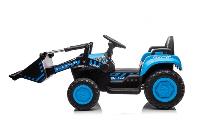 Elektrický dětský traktor s lžící modrý