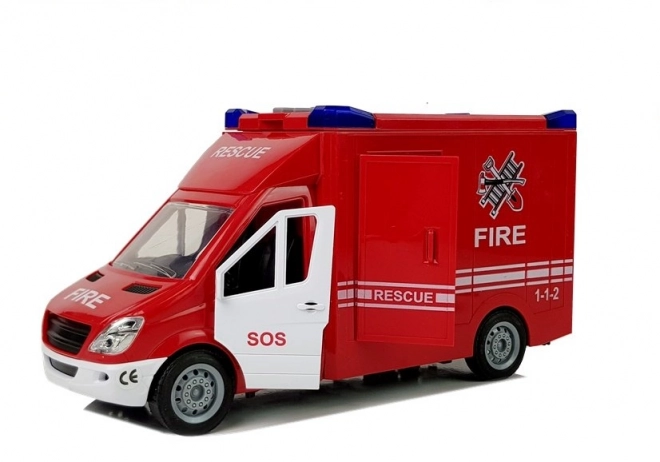 Hasičský vůz s třecím pohonem Zvukové otevírání dveří