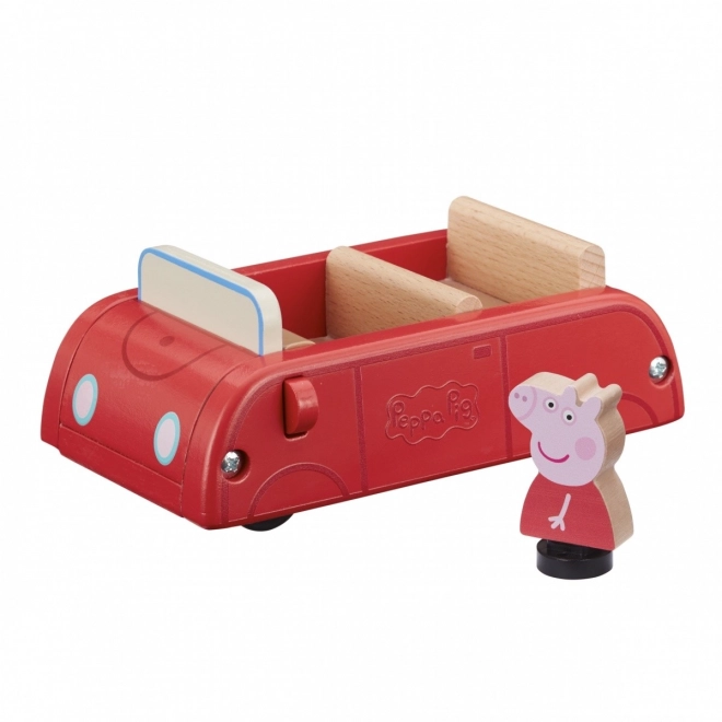 Dřevěné auto Prasátko Peppa pig + figurka