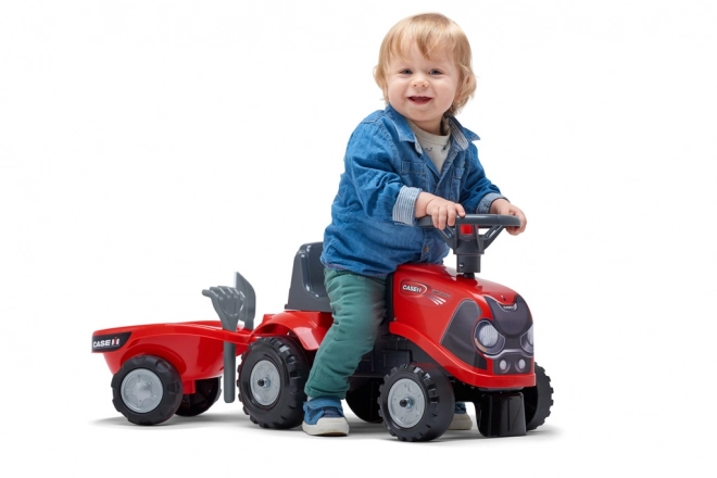 Jezdící traktor Baby Case IH červený s přívěsem