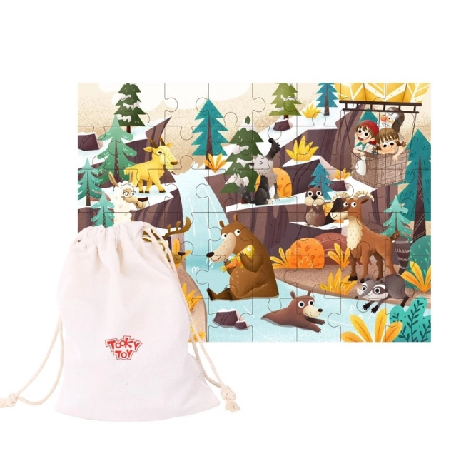 Tooky Toy puzzle alpská zvířata a krajina s vakem