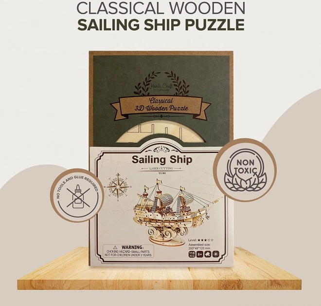 3D dřevěné puzzle Plachetnice ROBOTIME Rolife 118 dílků
