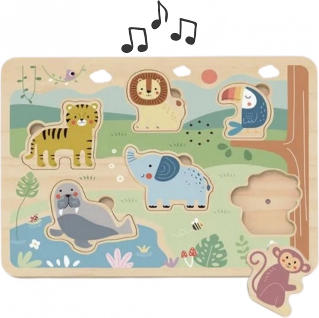 Tooky Toy Dřevěné Interaktivní Puzzle Zvířátka
