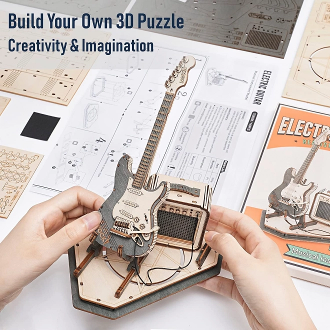 RoboTime dřevěné 3D puzzle - Elektrická kytara