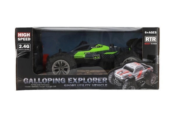 Auto RC Buggy rychlostní 2,4GHz plast 25cm na baterie v krabici 31x14x18cm – Zelené