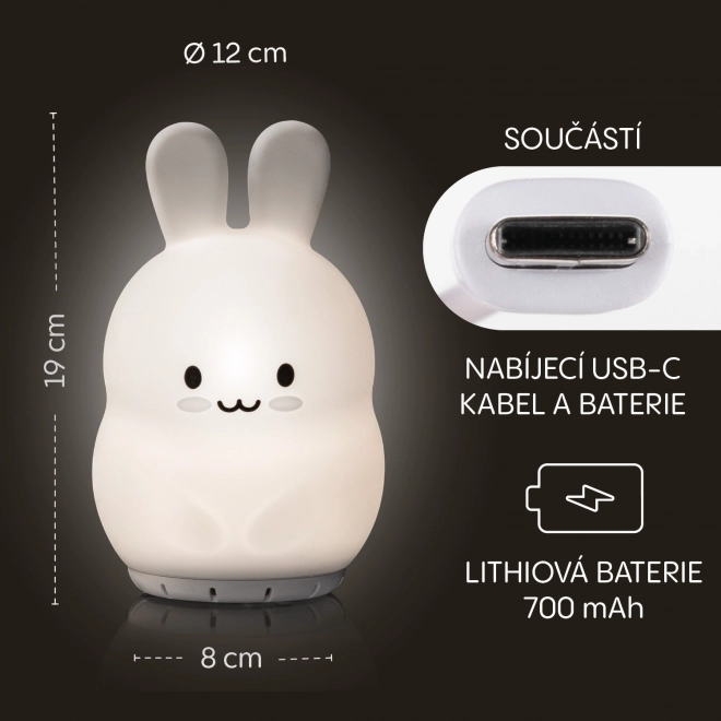 Silikonová LED noční lampa s hudbou - Králíček