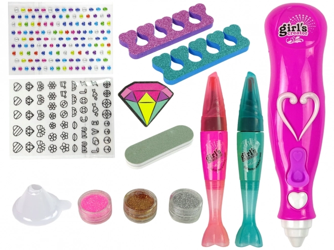 Nail art set třpytivé pera diamanty