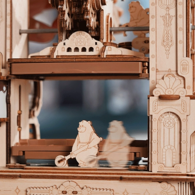 RoboTime 3D dřevěné mechanické puzzle Tiskařský lis