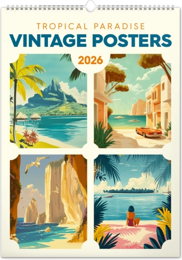 Nástěnný kalendář Vintage plakáty Tropické ráje 2026