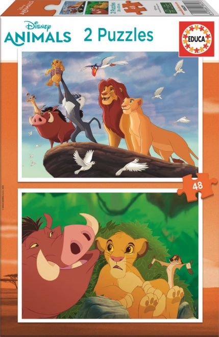 EDUCA Puzzle Lví král: S nejbližšími 2x48 dílků