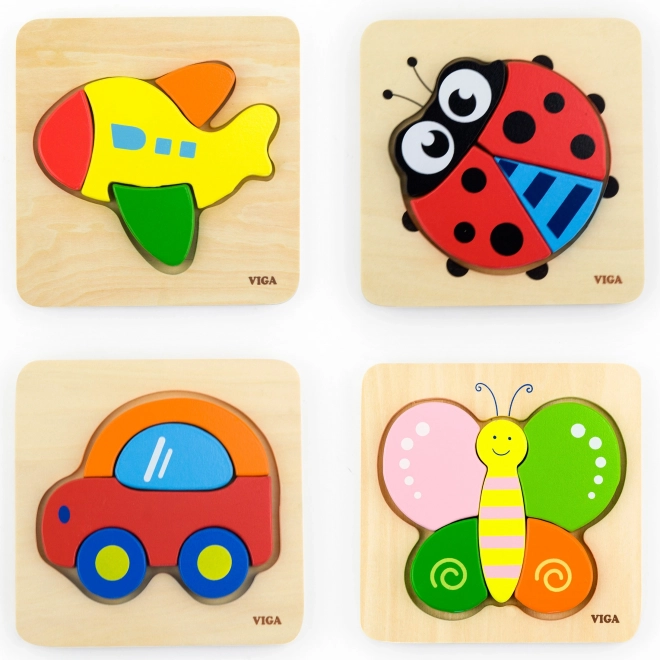 Viga první dřevěné puzzle pro děti auto