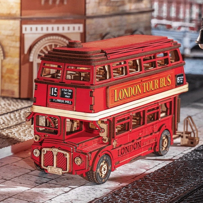 3D dřevěná skládačka londýnský double-decker