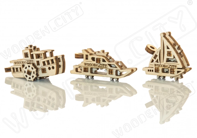 Dřevěné 3D puzzle mini sada lodě