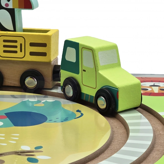 Dřevěná vláčková dráha ZOO s magnetickými vagónky od Tooky Toy