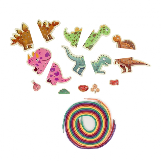 Dřevěná provlékačka dinosauři