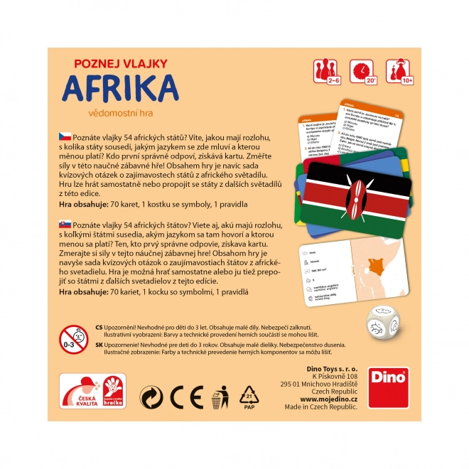 Dino cestovní hra Poznej vlajky Afrika