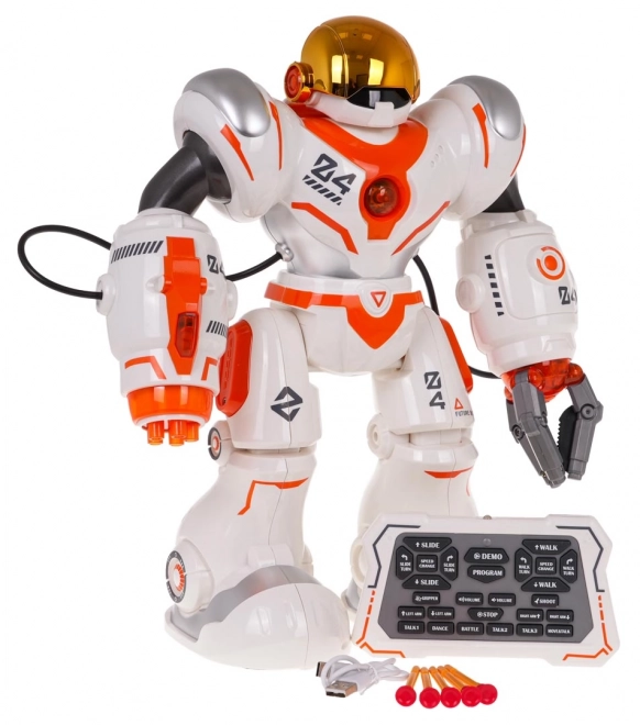 Multifunkční bílý a oranžový dálkově ovládaný robot