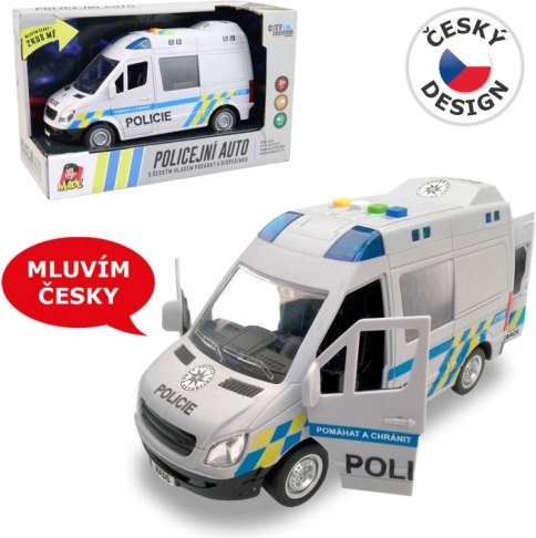Auto policejní dodávka se zvukem a světlem, setrvačník 21 cm