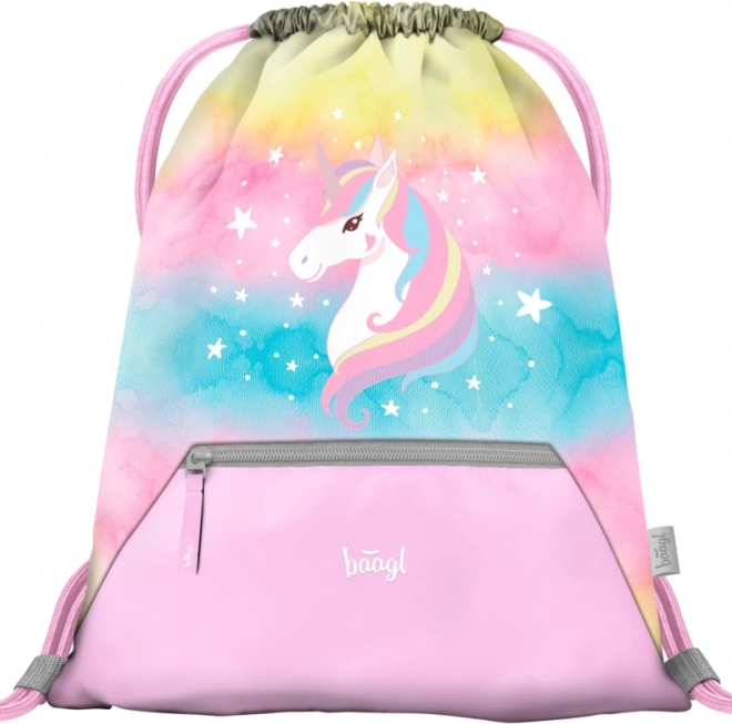 Baagl set Zippy Plus Rainbow Unicorn: aktovka, penál, sáček, zástěra, peněženka