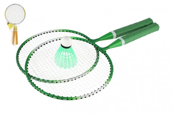 Dětská badmintonová sada kov/plast se dvěma pálkami a košíčkem