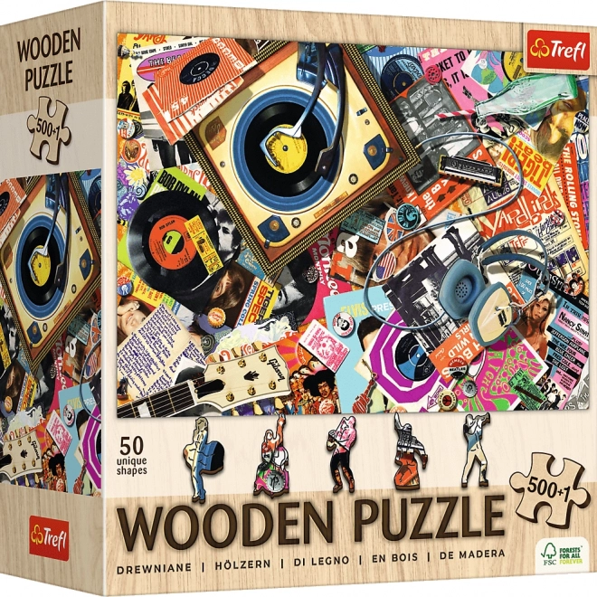 TREFL Dřevěné oboustranné puzzle Ve světě hudby 501 dílků