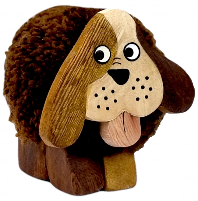 Dřevěná figurka psa s bambulkou XL