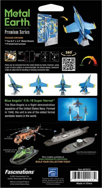 METAL EARTH 3D puzzle F,A-18 Super Hornet - Blue Angels (ICONX)