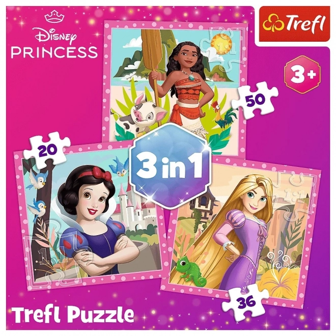 TREFL Puzzle Disney princezny: Vaina, Locika a Sněhurka 3v1 (20,36,50 dílků)
