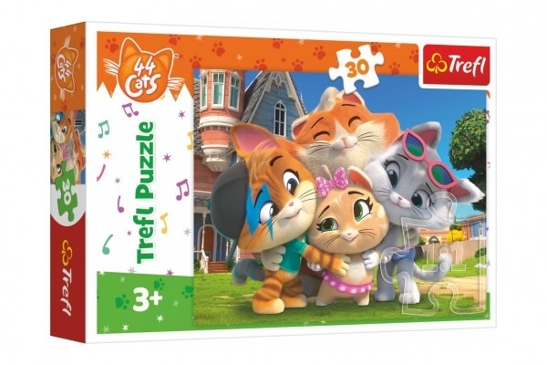 Puzzle 30 dílků Přátelství v kočičí zemi 44 koček