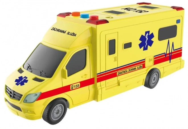 Sanitka na setrvačník se světelnými a zvukovými efekty