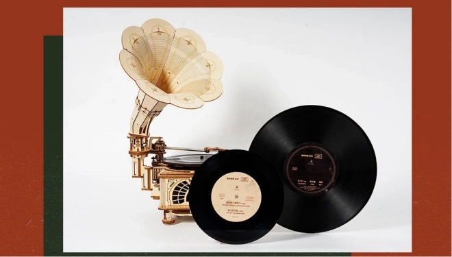 Rokr 3D dřevěné puzzle Klasický gramofon