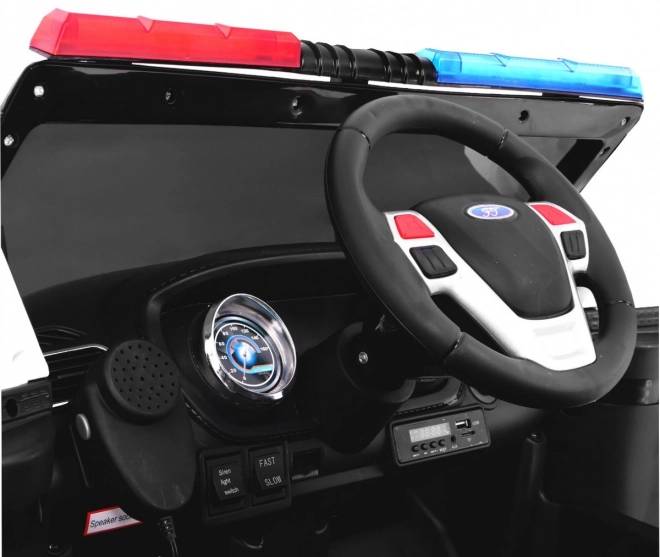Policejní bateriové SUV pro děti + sirény + světla + megafon + dálkové ovládání + pomalý start + EVA + samolepky