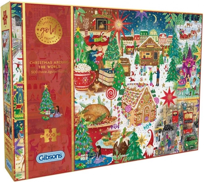 GIBSONS Puzzle Special Gold Edition: Vánoce po celém světě 500 dílků